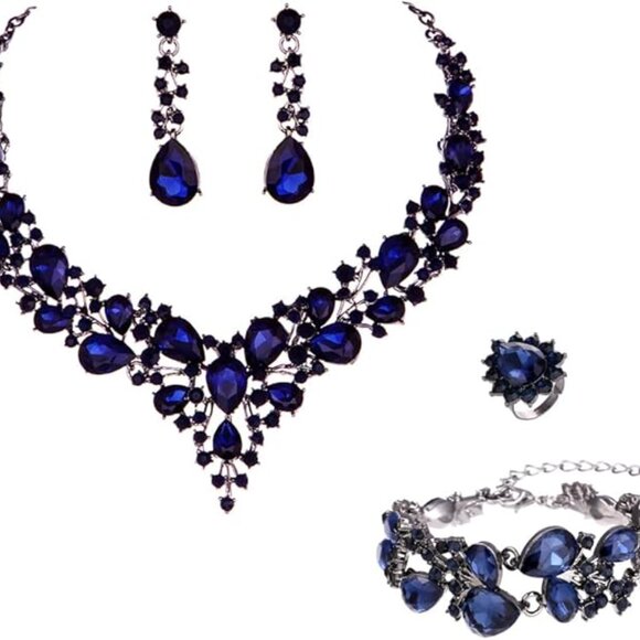 New Molie Bridal Austrian Crystal Necklace and Earrings Jewelry Set Gift… - Picture 2 of 14